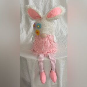🐣 Easter Pink Gnome w Bunny Rabbit Ears shelf Sitter Led Lighting  25"  New